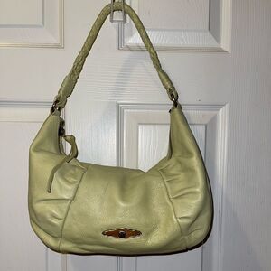 Elliott Lucca Leather mint green shoulder bag with antique tone hardwares